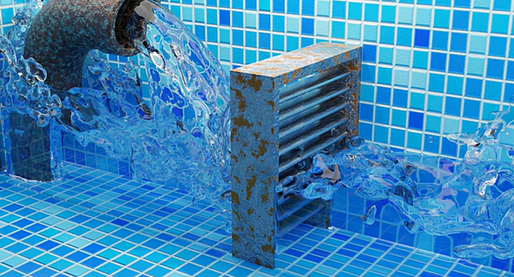 Frame of a water pipe pouring water